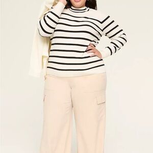NWT Lane Bryant Cream Cargo Pull On Pants with Flat Front